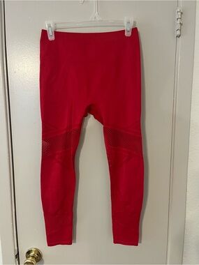 Fabletics Bright Red Mesh-Detail High-Rise Leggings